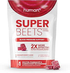 Read more about the article Humann SuperBeets Heart Chews, Nitric Oxide and Blood Pressure Support, Grape Seed Extract & Non-GMO Beet Root Powder Energy Supplement, Pomegranate Berry Flavor, 60 Count